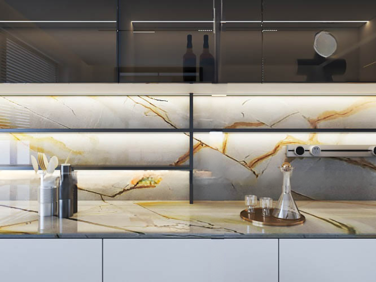 Đá bàn bếp thạch anh BLUE ROMA