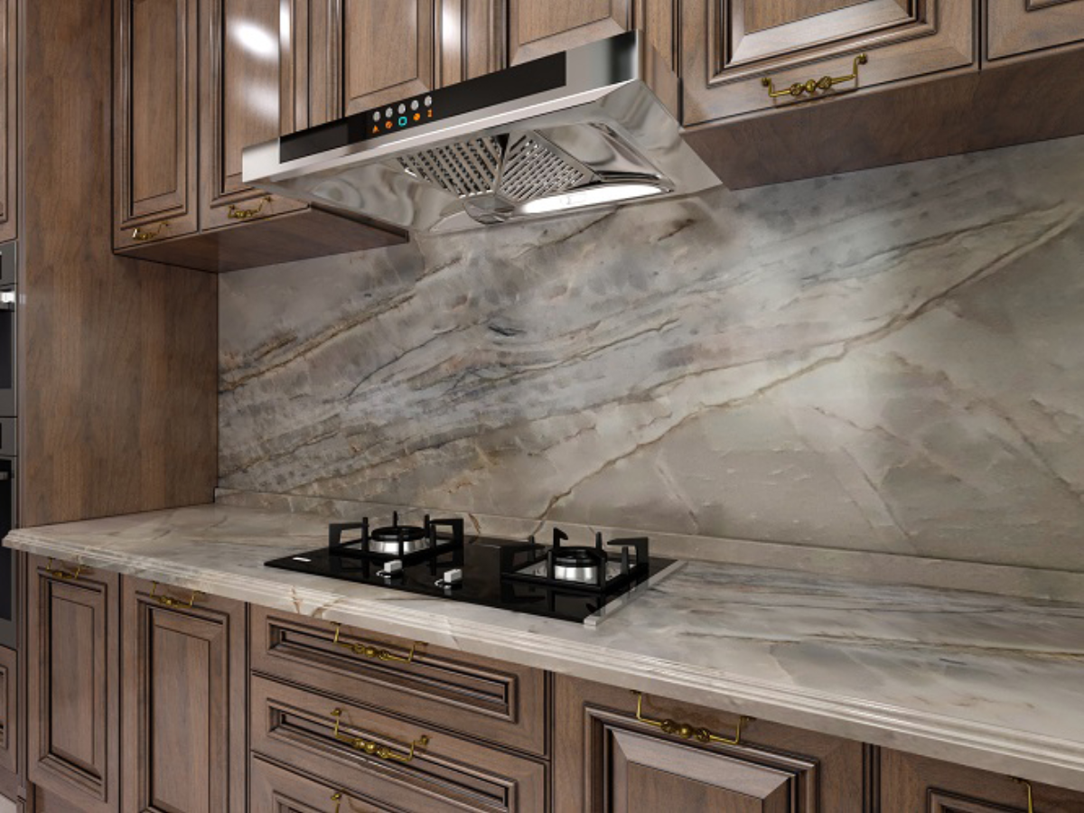 Đá bàn bếp thạch anh Blue Moon