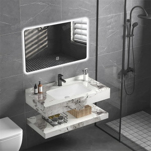 Bàn đá Lavabo trắng vân đá