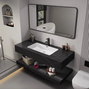 Bàn lavabo đá titanium black