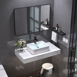 Bàn Lavabo Đá Nhân Tạo Trắng Nguyên Khối