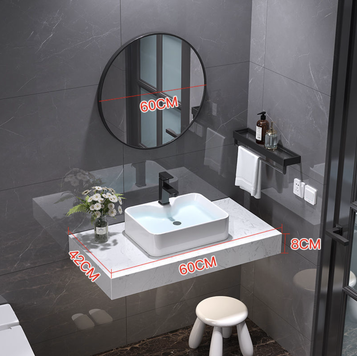 Bàn Lavabo Đá Nhân Tạo Trắng Nguyên Khối – Sang Trọng & Bền Đẹp - 04 - Ảnh 3