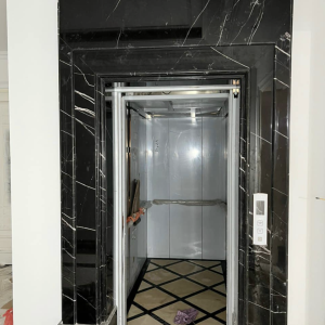 Đá thang máy Marble đen chỉ trắng