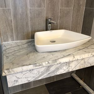 Bàn lavabo đá trắng Ý