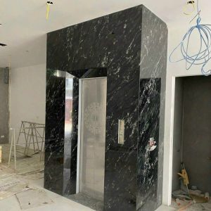 Đá thang máy Marble đen chỉ trắng - 02
